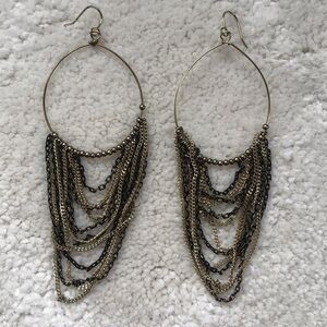 Black and Gold Chandelier Earrings